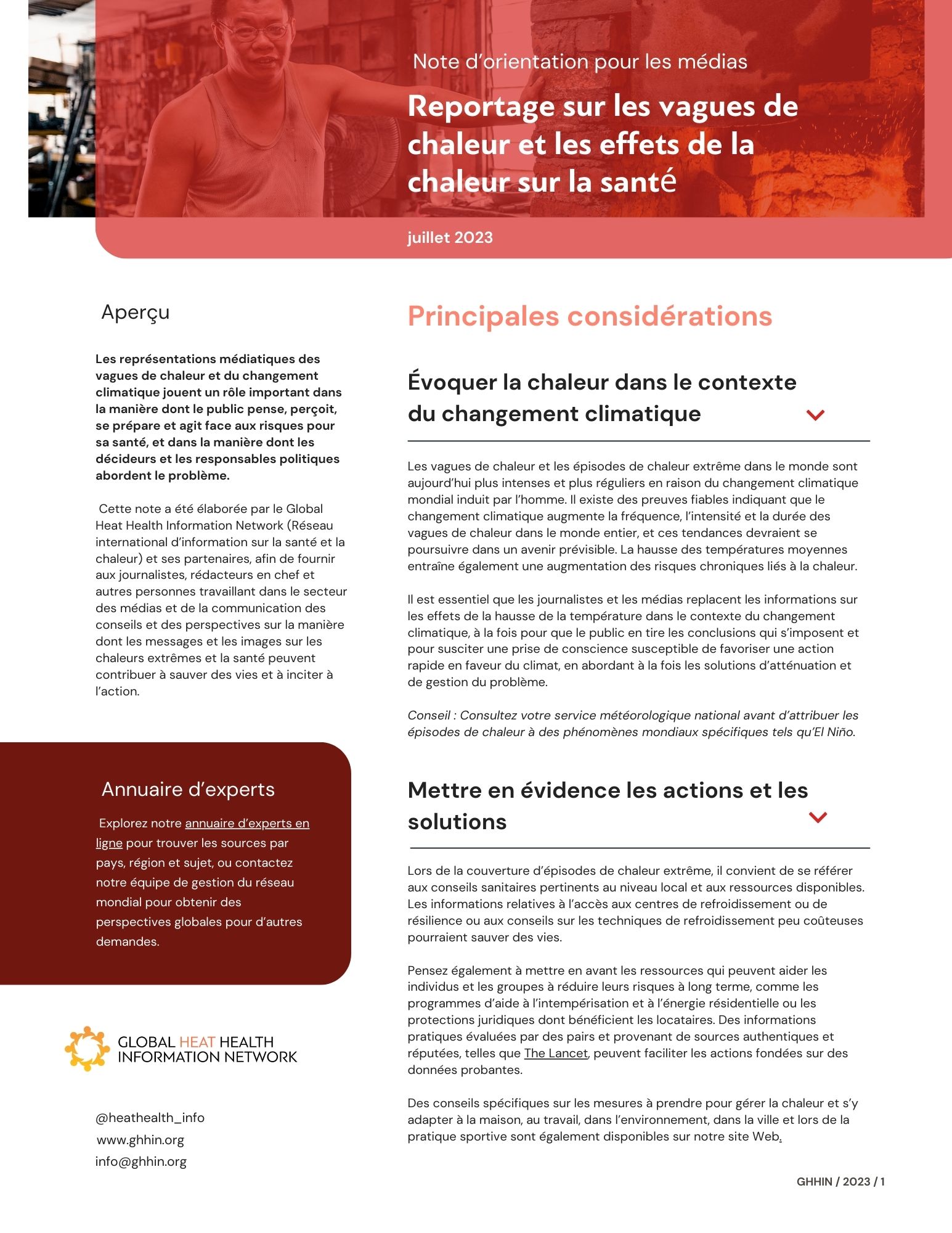 Reportage sur les vagues de chaleur et les effets de la chaleur sur la santé