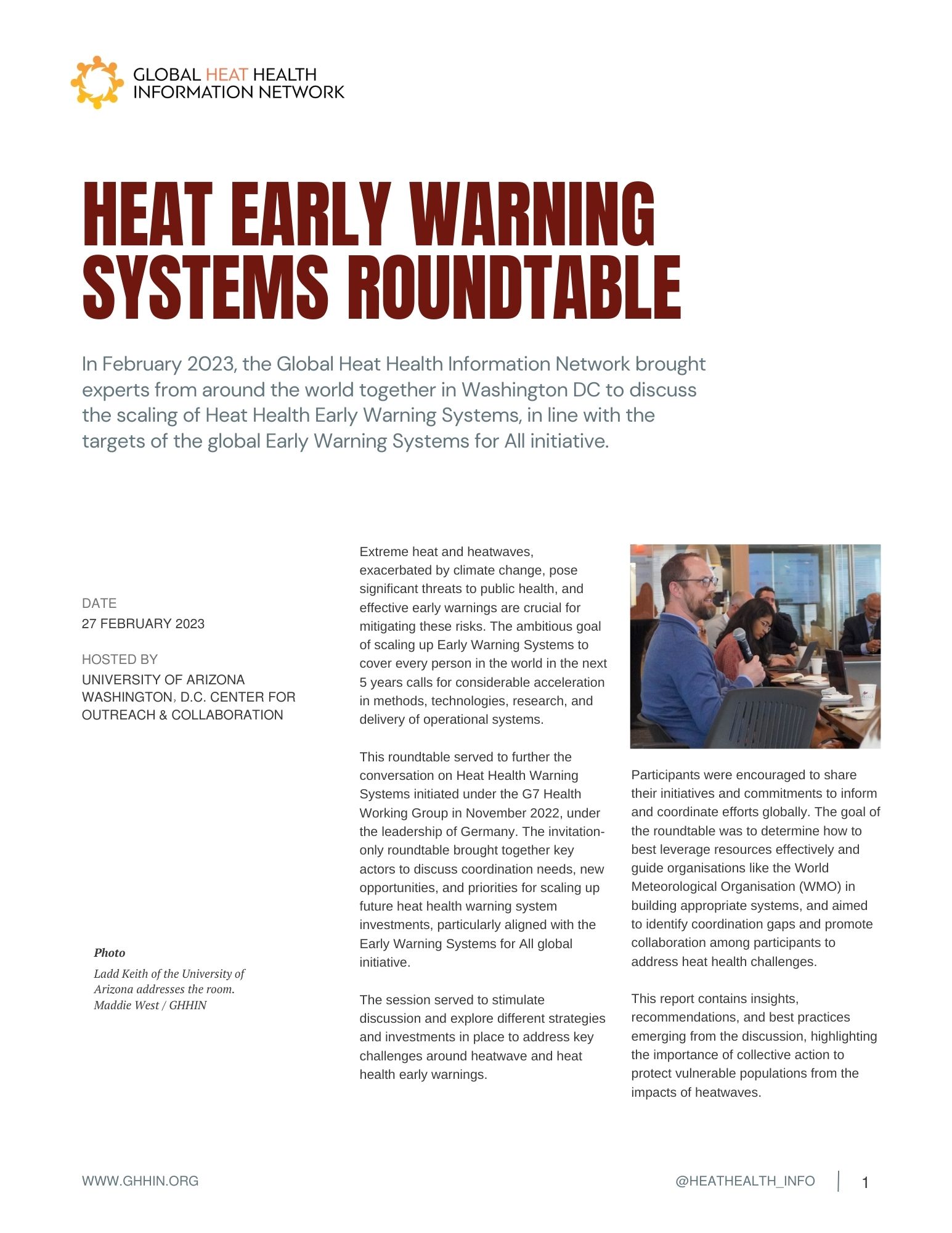 Heat Early Warning Systems Roundtable