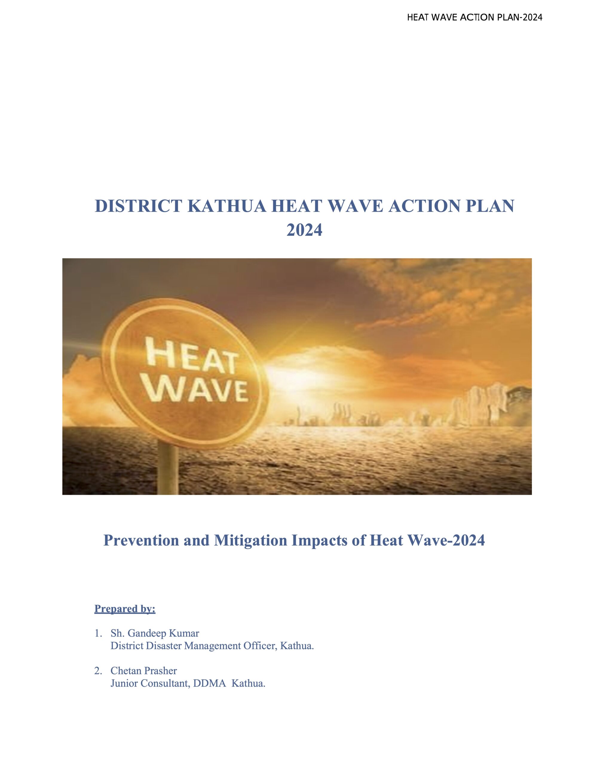 District Kathua Heat Wave Action Plan 2024 – India