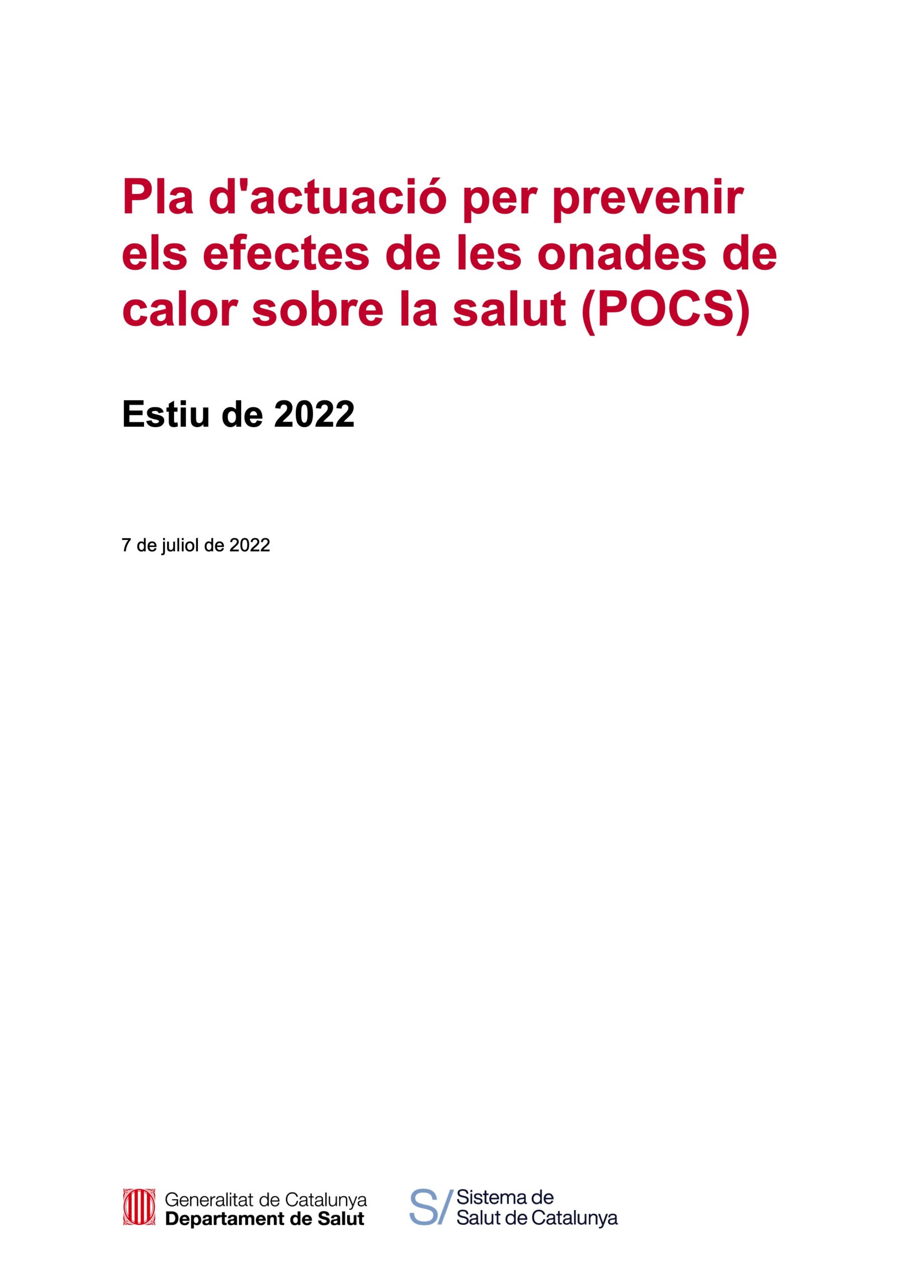 Pla d’actuació per prevenir els efectes de les onades de calor sobre la salut (POCS) – Catalonia, Spain