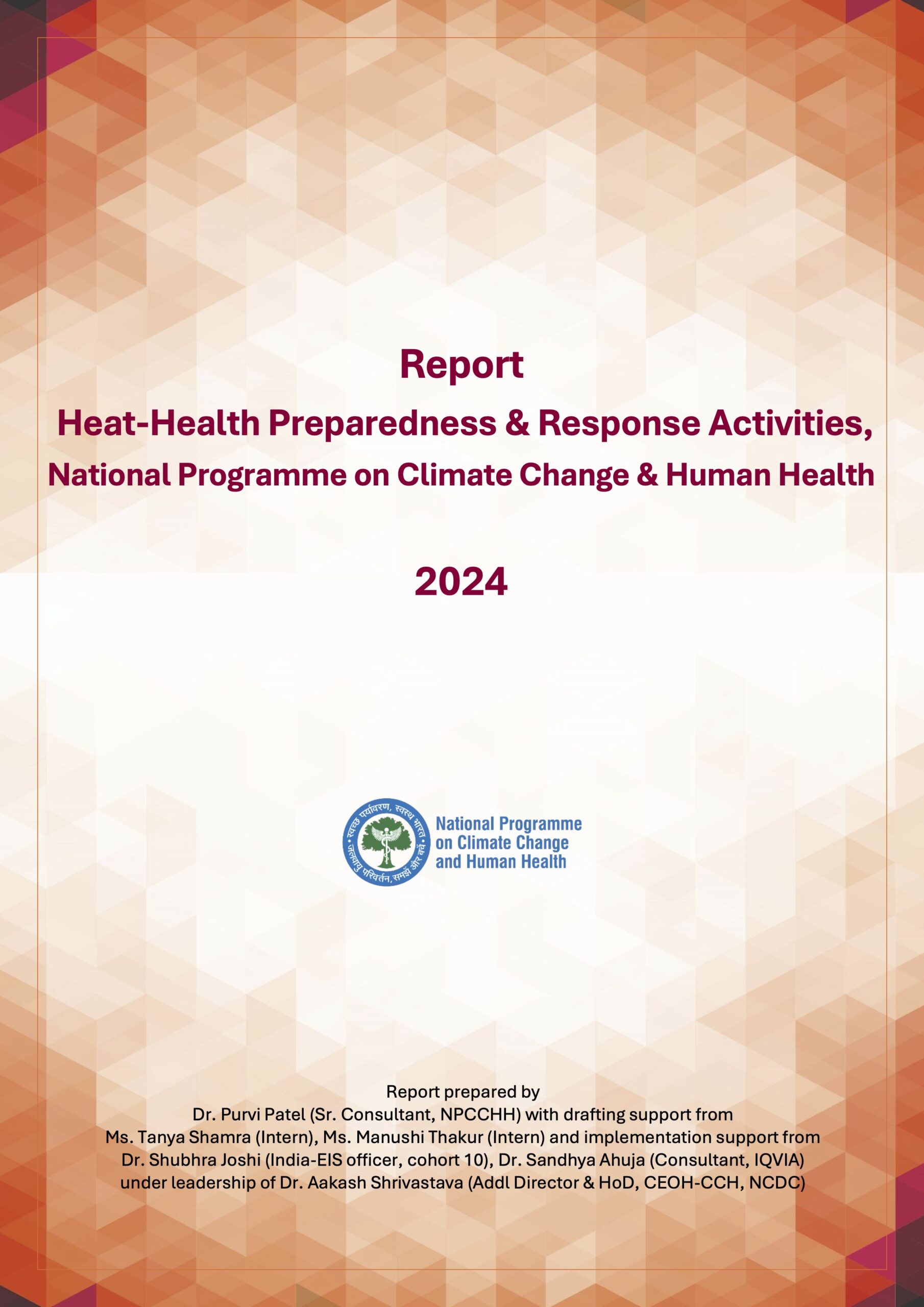 Heat-Health Preparedness & Response Activities, National Programme on Climate Change & Human Health – India