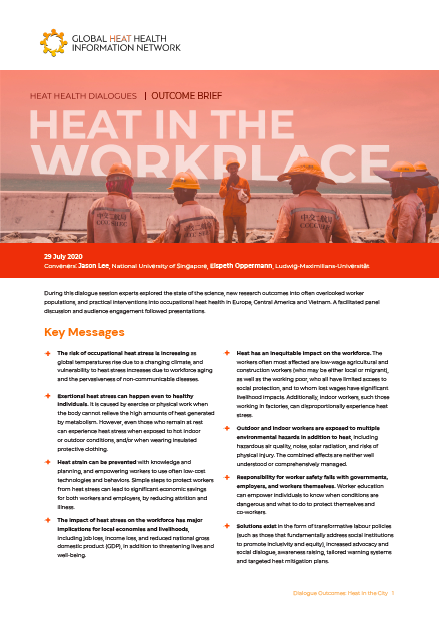 Heat in the Workplace: Dialogue Outcome Brief